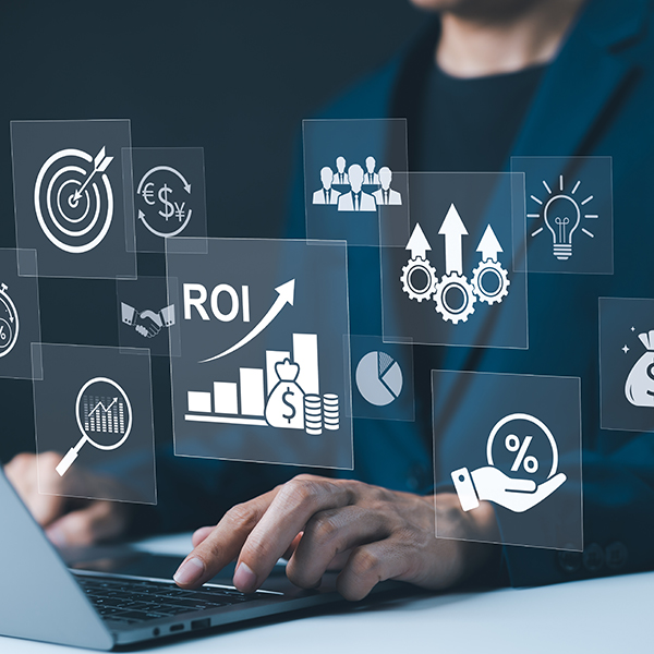 Analyzing,Roi,And,Business,Strategy,Concepts.,Businessman,Working,On,A